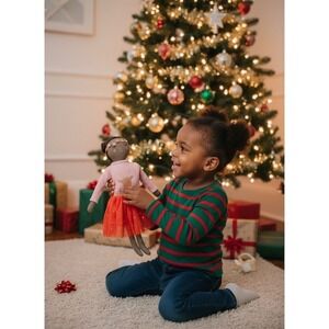 Meri Meri Holly Festive Christmas Holiday rag cloth Plush Doll with Braided Hair